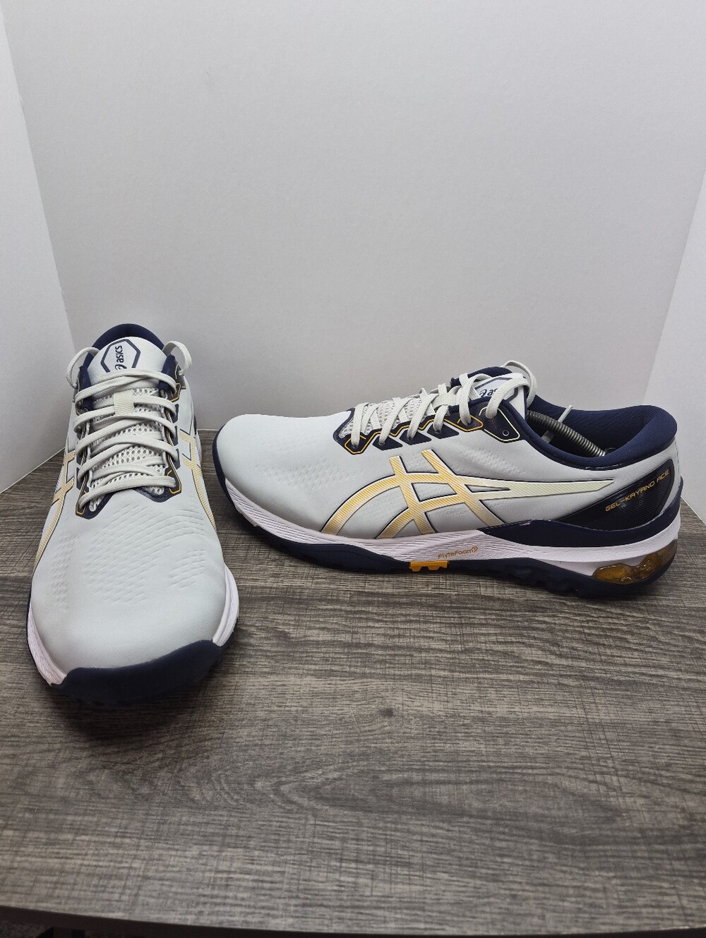 Asics Gel-Kayano Ace Spikeless Golf Sneakers Shoes White Orange Men's Sz 14 Wide